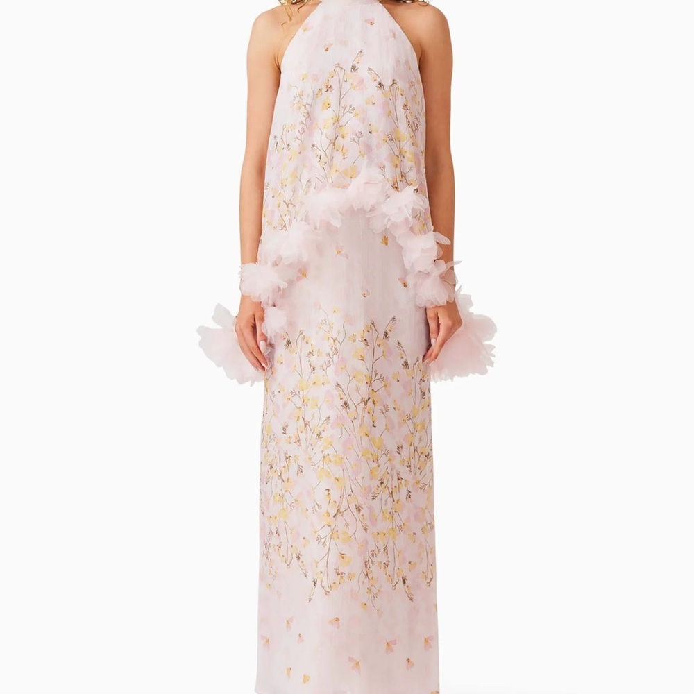 ELLIATT Tulsia Floral Cape Maxi Dress in Pink! WORN ONCE! Size Small!